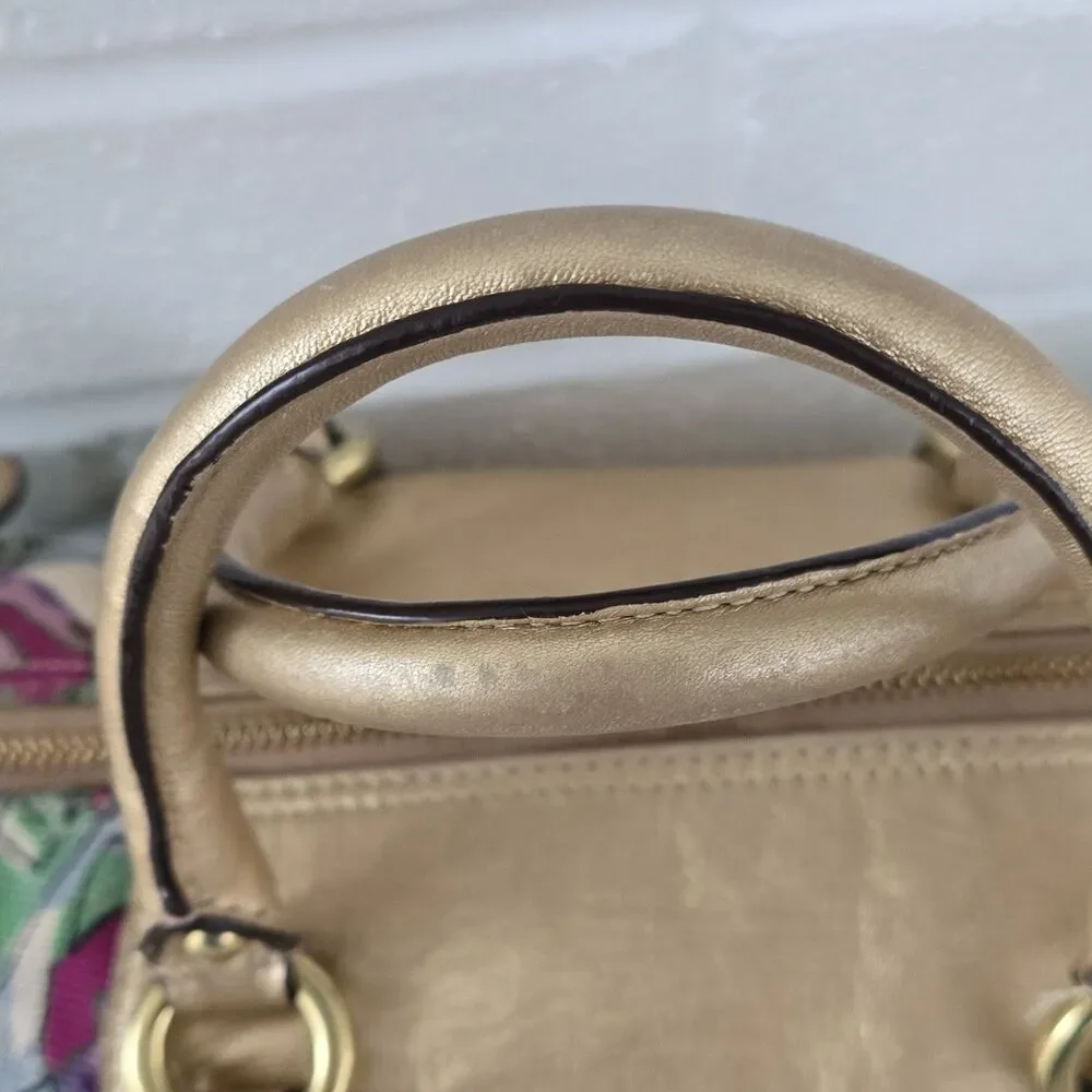 Coach F16177 Sabrina Floral Satchel Bag Gold Hardware Detachable Strap